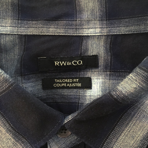 RW & CO. 100% COTTON BLUE GREY PLAID SHIRT SIZE XL - Picture 4 of 6